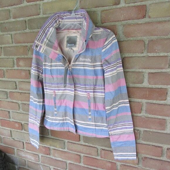 Bench. BBQ Stripe Active Jacket Womens XS Colorful Hidden Hood Outdoors Light - Picture 16 of 16